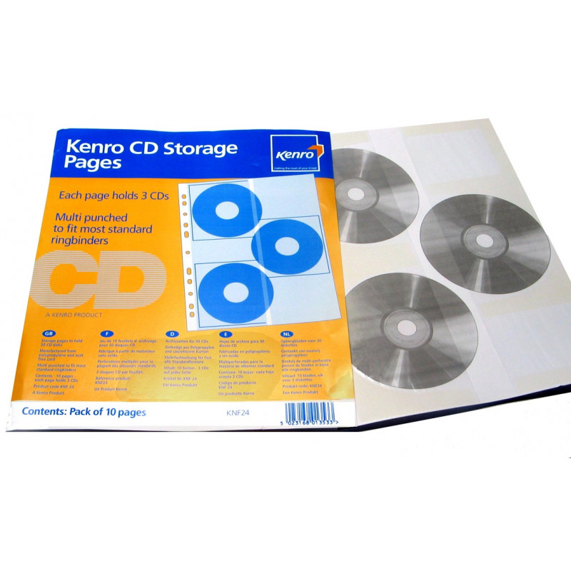 10 HOJAS de archivo para 3 CD's 30 Cd's